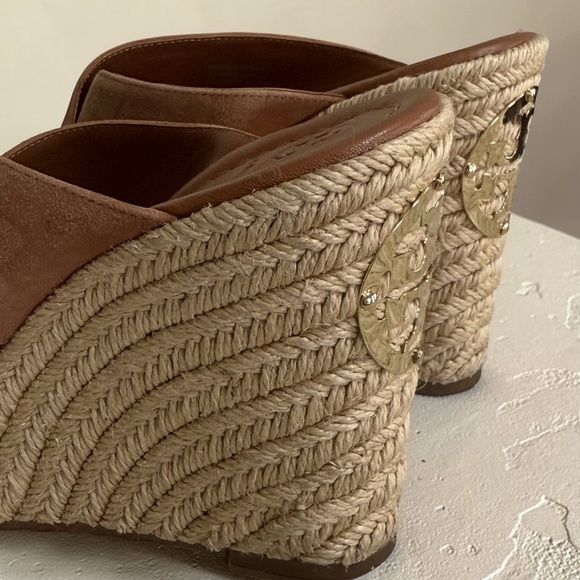 Tory Burch Women’s Suede Espadrille Wedge Slide Sandals in Brick! Size 6.5 - Picture 7 of 12